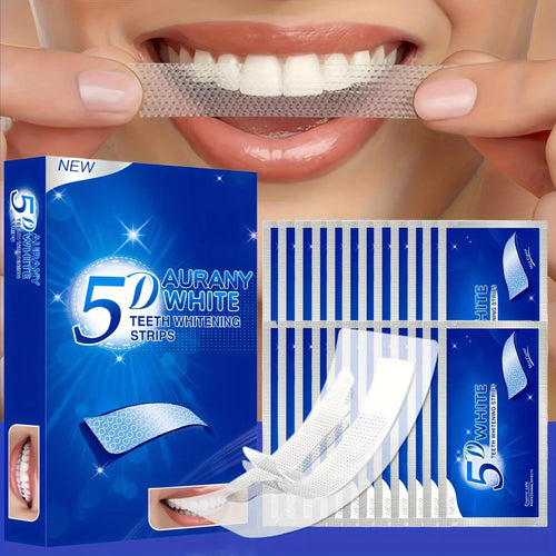 5D Teeth Whitening Strips 21Pairs，Teeth Whitening Gel Teeth Whitening Kit for Teeth Whitening Deeply Cleanses TeethDaily Oral Care Travel Essentials