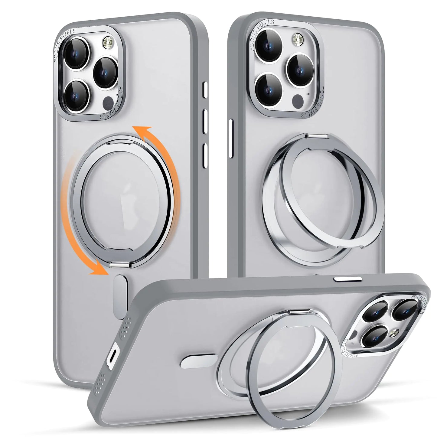 for iPhone 11 Phone Case with 360° Rotatable Magnetic Ring Stand [Compatible with Mag-Safe] [Military-Grade Protection] Translucent Back iPhone 11 Case 6.1" for Women Men, Grey