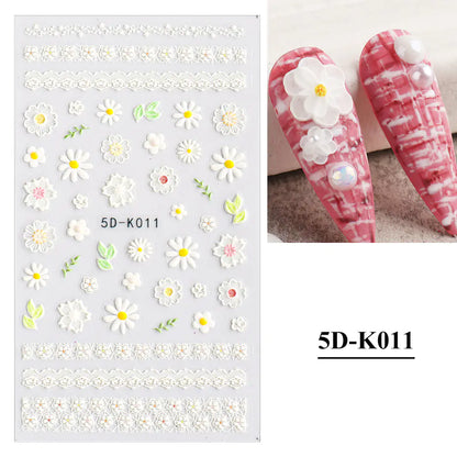 3D Hollow White Bridal Lace Butterfly Nail Stickers